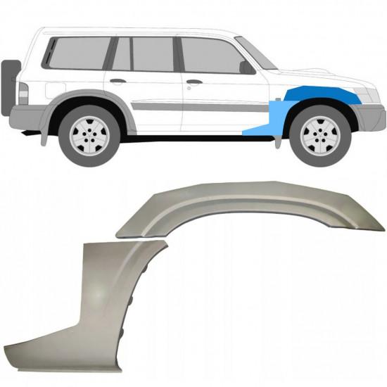 Painel de reparação do guarda-lamas dianteiro para Nissan Patrol 1997-2009 / Direito / Conjunto 10032