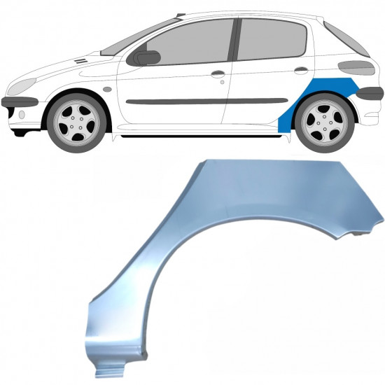 Painel de reparação do guarda-lamas traseiro para Peugeot 206 1998- / Esquerdo 7203