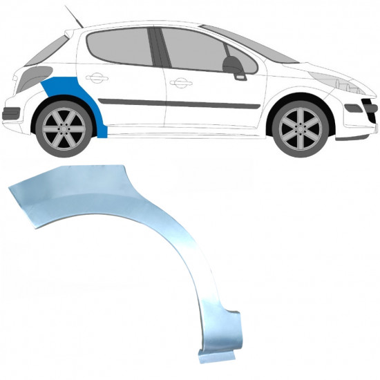 Painel de reparação do guarda-lamas traseiro para Peugeot 207 2006-2013 / Direito 6945