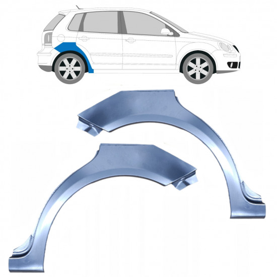 Painel de reparação do guarda-lamas traseiro para VW Polo 2001-2009 / Esquerda+Direita / Conjunto 9222