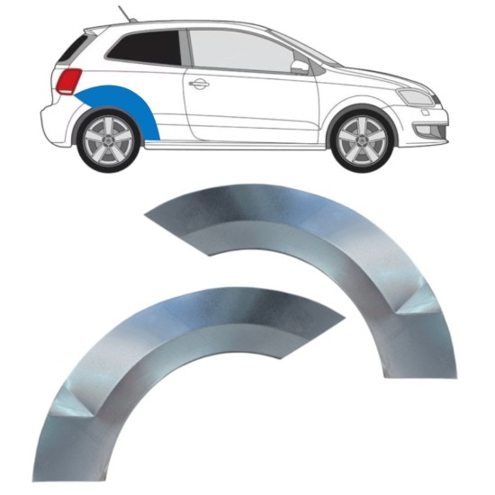 Painel de reparação do guarda-lamas traseiro para Volkswagen Polo 2009-2017 / Esquerda+Direita / Conjunto 16360