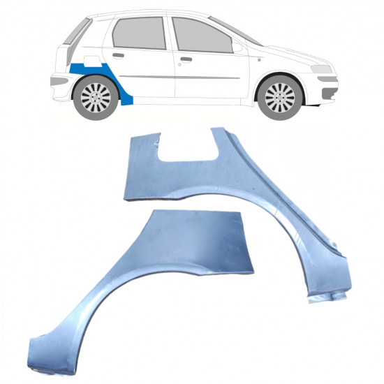 Painel de reparação do guarda-lamas traseiro para Fiat Punto 2 1999-2010 / Esquerda+Direita / Conjunto 9683