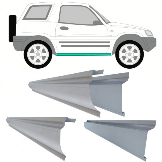 Painel de reparação interna e externa da soleira para Toyota RAV4 1994-2000 / Esquerda = Direita (simétrico) / Conjunto 11325