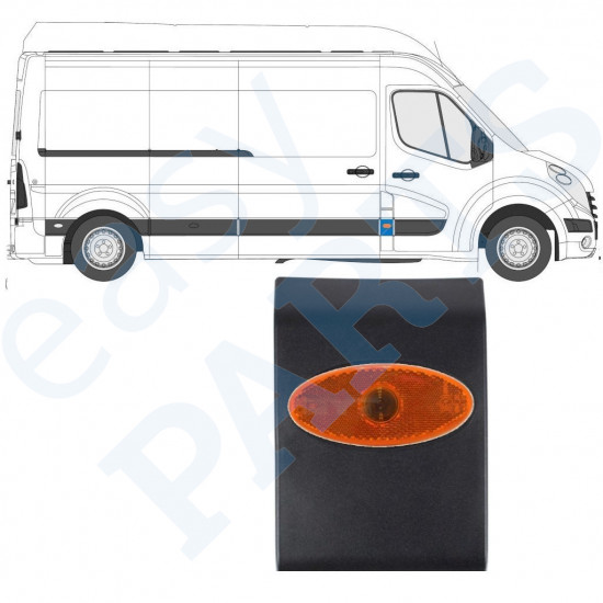 Moldura lateral do pilar dianteiro com Luz para Renault Master 2010- / Esquerda = Direita (simétrico) /  10552