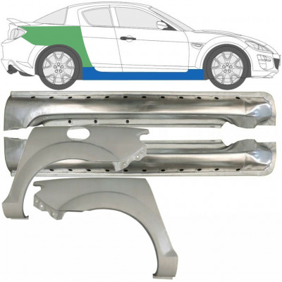 Soleira completa com reparação de guarda-lamas traseiro para Mazda RX8 2003-2012 / Esquerda+Direita / Conjunto 9553