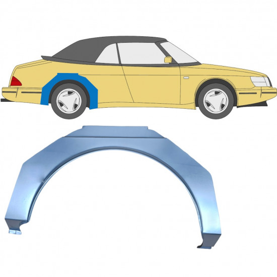 Painel de reparação do guarda-lamas traseiro para Saab 900 1978-1995 / Direito 6981