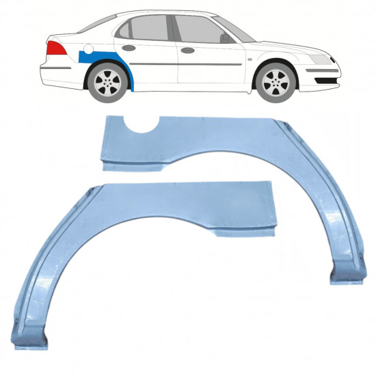 Painel de reparação do guarda-lamas traseiro para Saab 9-3 2002-2012 / Esquerda+Direita / Conjunto 9988