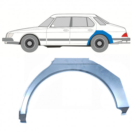 Painel de reparação do guarda-lamas traseiro para Saab 900 1978-1995 / Esquerdo 11044