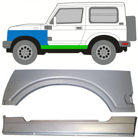 Soleira completa com reparação de guarda-lamas dianteiro para Suzuki Samurai 1981-1998 / Esquerdo / Conjunto 10035