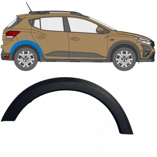 Moldura lateral do guarda-lamas traseiro para Dacia Sandero Stepway 2021- / Direito 11820