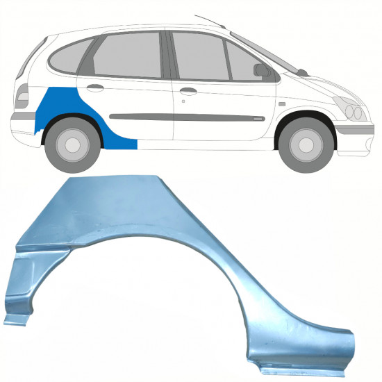 Painel de reparação do guarda-lamas traseiro com soleira para Renault Scenic 1995-2003 / Direito 8405