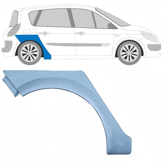 Painel de reparação do guarda-lamas traseiro para Renault Scenic 2003-2009 / Direito 10227