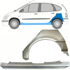 Painel de reparação da soleira com guarda-lamas traseiro para Renault Megane I Scenic 1995-2003 / Esquerdo / Conjunto 10100