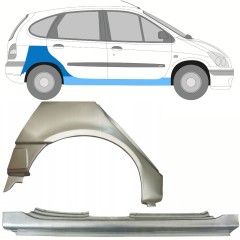 Painel de reparação da soleira com guarda-lamas traseiro para Renault Megane I Scenic 1995-2003 / Direito / Conjunto 10099