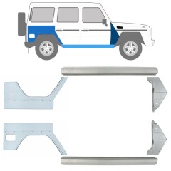 Painel de reparação da soleira com guarda-lamas dianteiro e traseiro para Mercedes G-Class W460 W461 W463 1979-2017 / Esquerda+Direita / Conjunto 9711