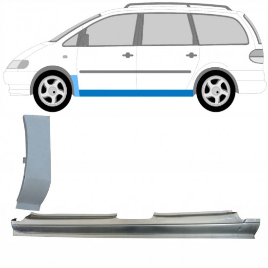 Soleira completa com reparação de guarda-lamas dianteiro para Volkswagen Sharan 1995-2010 / Esquerdo / Conjunto 10369