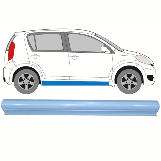Painel de reparação da parte inferior da soleira para Daihatsu Sirion 2005-2010 / Esquerda = Direita (simétrico) 17266