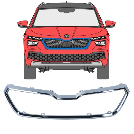 Moldura da grelha frontal para Skoda Kamiq 2019-2023 17226
