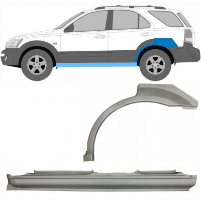 Painel de reparação da soleira com guarda-lamas traseiro para Kia Sorento 2002-2009 / Esquerdo / Conjunto 11712