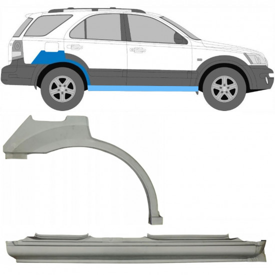 Painel de reparação da soleira com guarda-lamas traseiro para Kia Sorento 2002-2009 / Direito / Conjunto 11711