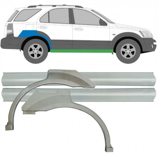 Painel de reparação da soleira com guarda-lamas traseiro para Kia Sorento 2002-2009 / Conjunto 10696