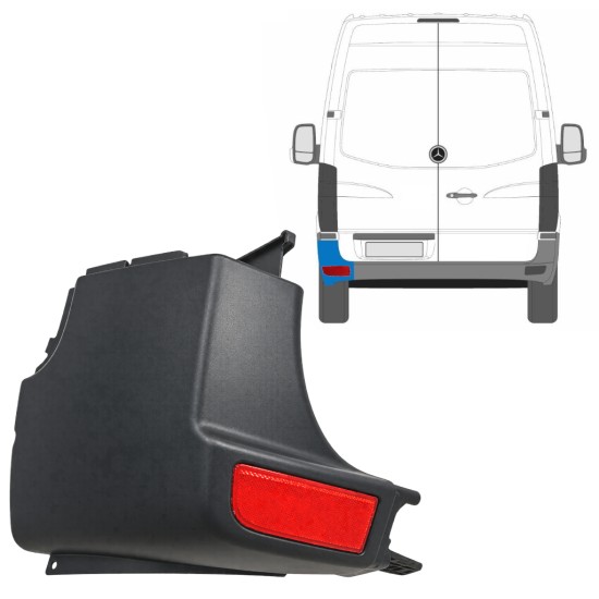 Canto do para-choque traseiro com Luz refletora para Mercedes Sprinter 2006-2018 / Esquerdo / Conjunto 9725