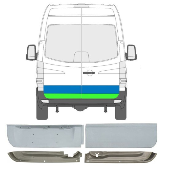 Painel de reparação das portas traseiras para Volkswagen Crafter 2005-2017 / Esquerda+Direita / Conjunto 14386