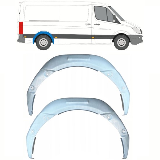 Painel de reparação interna do arco da roda traseira para Mercedes Sprinter 2006-2018 / Esquerda+Direita / Conjunto 10114