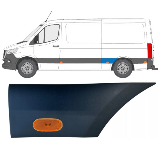 Moldura lateral do guarda-lamas traseiro com Luz para Mercedes Sprinter 2018- / Esquerdo / Conjunto 16653