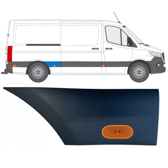 Moldura lateral do guarda-lamas traseiro com Luz para Mercedes Sprinter 2018- / Direito / Conjunto 16652