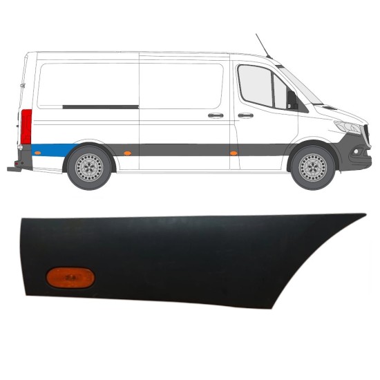 Moldura lateral do guarda-lamas traseiro atrás da roda com Luz para Mercedes Sprinter 2018- / Direito / Conjunto 16646