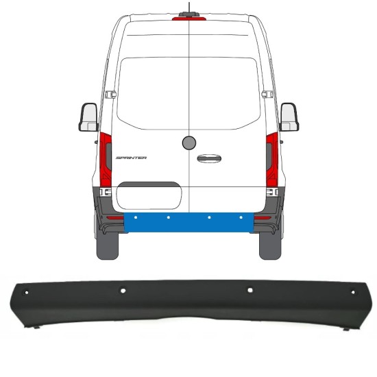 Para-choque traseiro com sensores de estacionamento (PDC) para Mercedes Sprinter 2018- 14969 Para-choque traseiro com sensores de estacionamento (PDC) para Mercedes Sprinter 2018- 14969