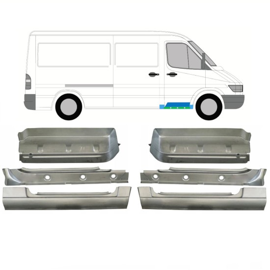 Painel de reparação interna da soleira com guarda-lamas e degrau dianteiro para Mercedes Sprinter 1995-2006 / Conjunto 10534