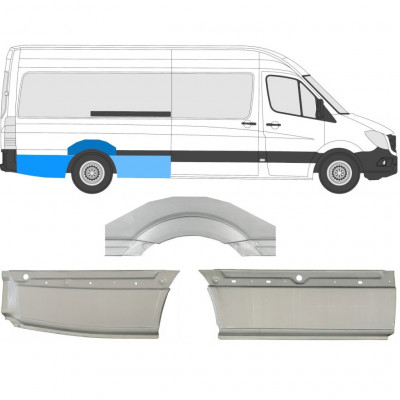 Painel de reparação do guarda-lamas traseiro para Mercedes Sprinter 2006- / LWB / Direito / Conjunto 8717