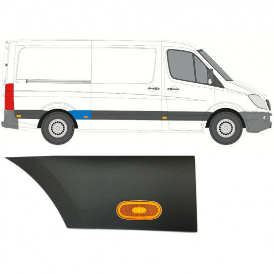 Moldura lateral do guarda-lamas traseiro com Luz para Mercedes Sprinter 2006- / Direito / Conjunto 10017