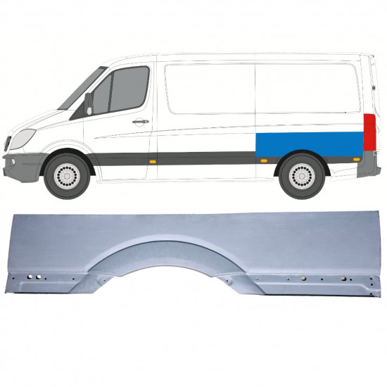 Painel de reparação grande do guarda-lamas traseiro para Mercedes Sprinter 2006-2018 / Esquerdo 12973