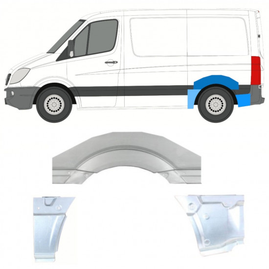 Painel de reparação do guarda-lamas traseiro para Mercedes Sprinter 2006- / SWB / Esquerdo / Conjunto 11313