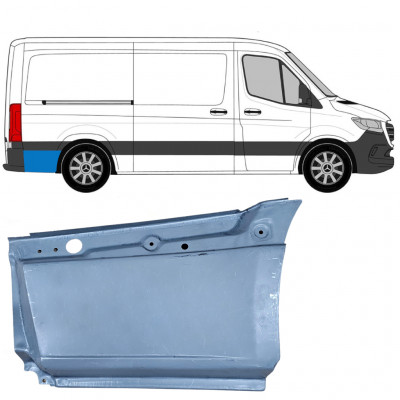 Painel de reparação da parte inferior do guarda-lamas traseiro atrás da roda para Mercedes Sprinter 2018- / SWB / MWB / Padrão / Direito 8187