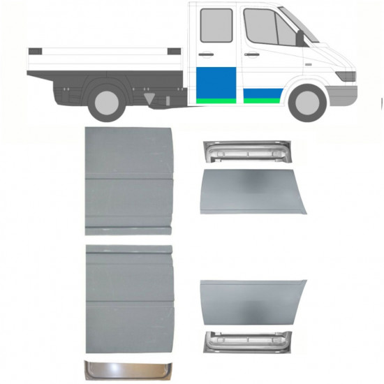 Painel de reparação das portas para Mercedes Sprinter 1995-2006 / Cabine dupla / Conjunto 10473