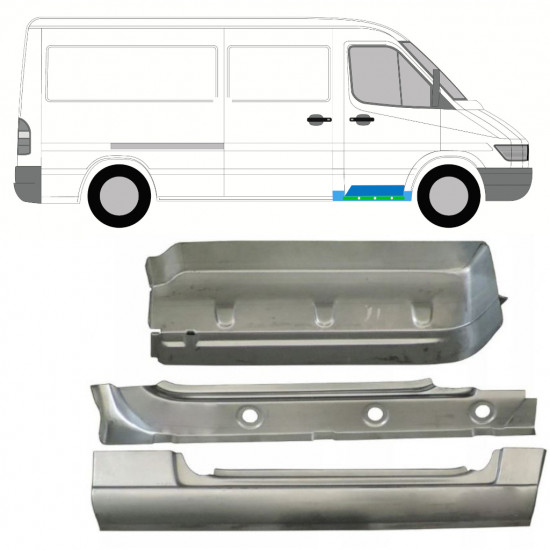 Painel de reparação interna da soleira com guarda-lamas e degrau dianteiro para Mercedes Sprinter 1995-2006 / Direito / Conjunto 10529