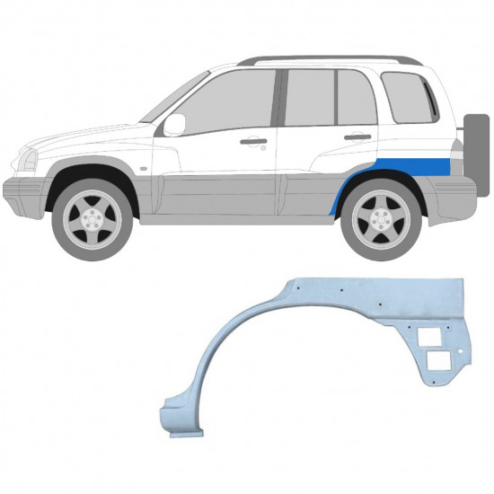 Painel de reparação do guarda-lamas traseiro com orifício para Suzuki Grand Vitara 1997-2005 / Esquerdo 7019