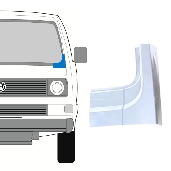 Painel de reparação abaixo do pára-brisa para Volkswagen Transporter T3 1979-1992 / Esquerdo 16127