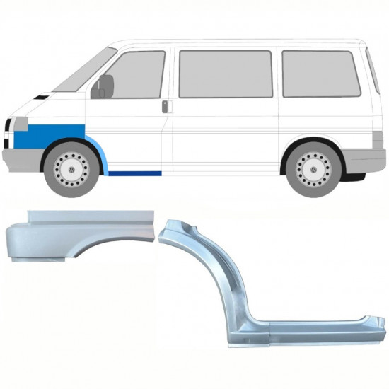 Painel de reparação da soleira com arco da roda dianteira e guarda-lamas dianteiro para VW Transporter T4 1990- / Esquerdo / Conjunto 10040