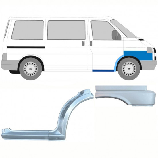 Painel de reparação da soleira com arco da roda dianteira e guarda-lamas dianteiro para VW Transporter T4 1990- / Direito / Conjunto 10039