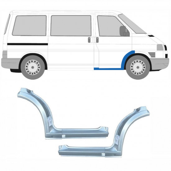 Painel de reparação da soleira com arco da roda dianteira para VW Transporter T4 1996- / Esquerda+Direita / Conjunto 10671