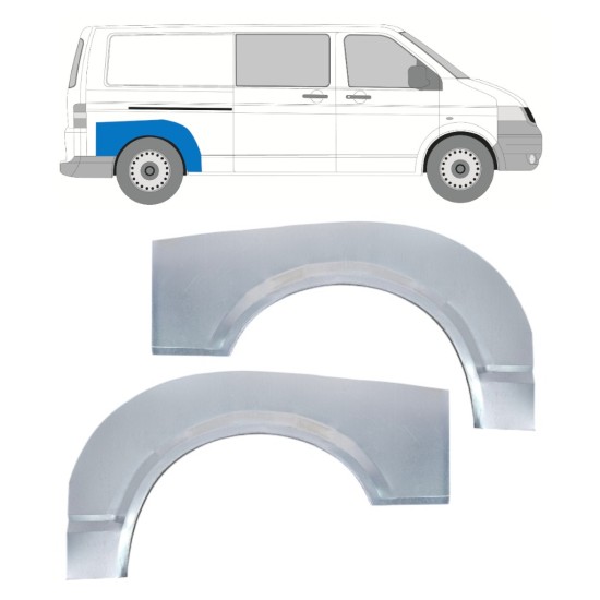 Painel de reparação do guarda-lamas traseiro para Volkswagen Transporter T5 2003-2015 / Esquerda+Direita / Conjunto 16372