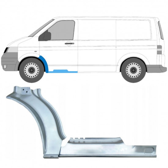 Painel de reparação da soleira com guarda-lamas dianteiro para Volkswagen Transporter T5 2003-2015 / Esquerdo / Conjunto 12637