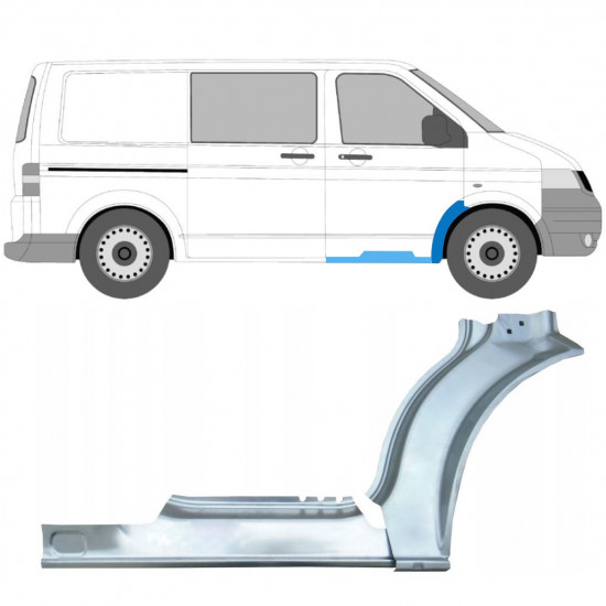 Painel de reparação da soleira com guarda-lamas dianteiro para Volkswagen Transporter T5 2003-2015 / Direito / Conjunto 12636