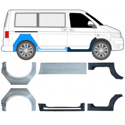 Painel de reparação da soleira com guarda-lamas traseiro para Volkswagen Transporter T5 2003- / SWB / Conjunto 11534