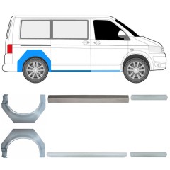 Painel de reparação da soleira com guarda-lamas traseiro para Volkswagen Transporter T5 2003-2015 / Conjunto 11535